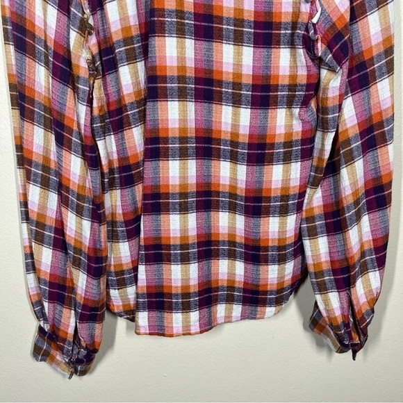Anthropologie Pilcro Womens lot of 2 Plaid Flannel Ruffle Blouse Button Up Small - Picture 11 of 15